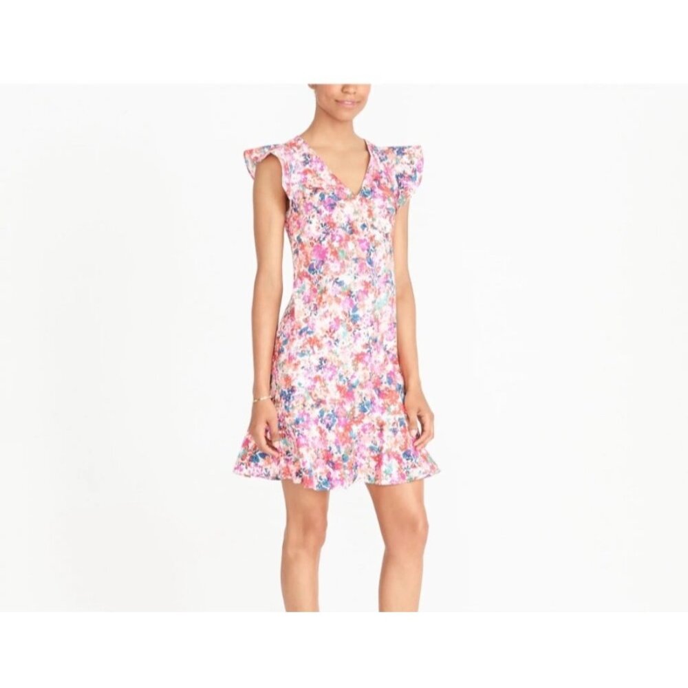 J.Crew Mercantile Floral Ruffle Hem Dress Size 6 Pink Multicolor Cotton Blend